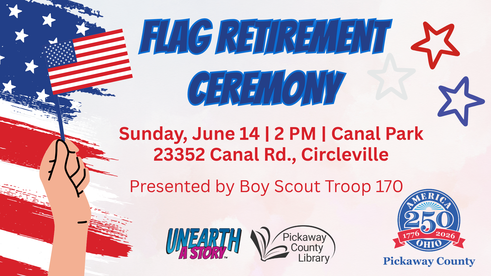 Flag Retirement Ceremony at Canal Park in Circleville, Ohio on Flag Day.
