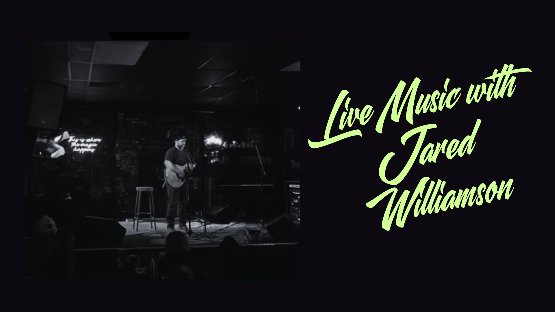 Flyer for Jared Williamson performing at tootles