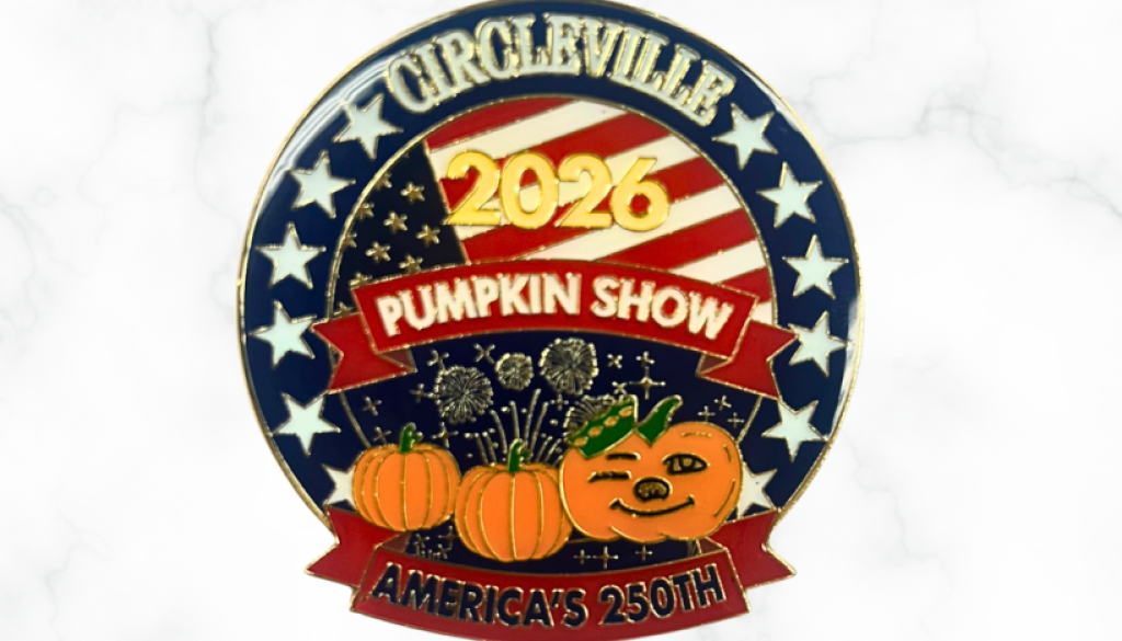 2026 Circleville Pumpkin Show commemorative pin, America's 250th, with pumpkins design