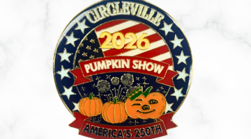 2026 Circleville Pumpkin Show commemorative pin, America's 250th, with pumpkins design