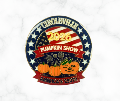 2026 Circleville Pumpkin Show commemorative pin, America's 250th, with pumpkins design